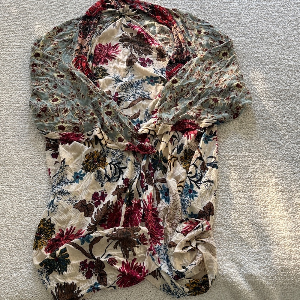 UMGEE Floral Patchwork Kimono Kaftan Open Duster S/M Multicolored - Picture 2 of 8